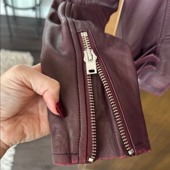 IRO Red Leather Moto Jacket - Picture 3 of 7